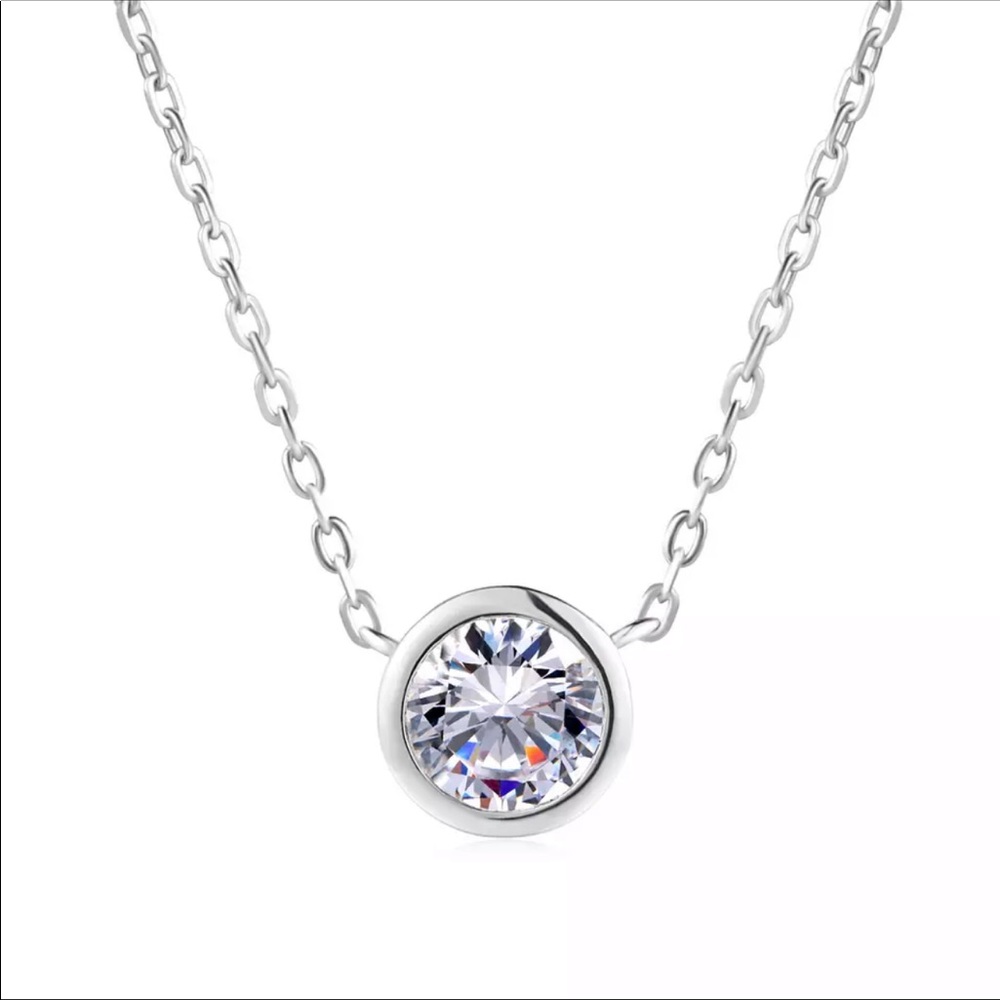 Rose gold or silver necklace with crystal